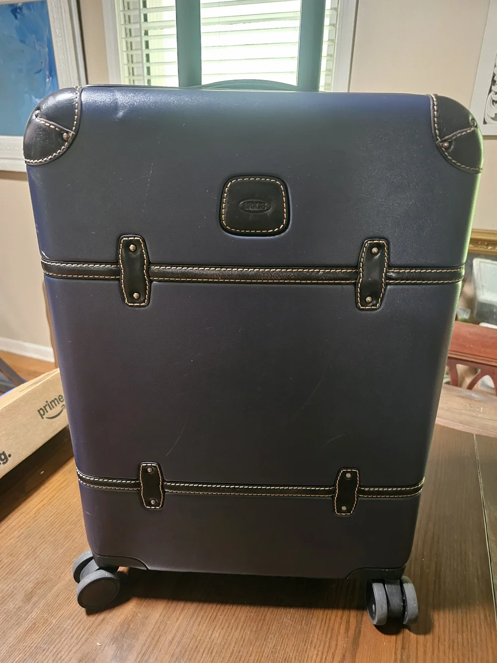 Bric's Navy Carry-On Spinner – Classic Leather-Trim Luggage